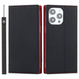 Pattintható tok a iPhone 14 Pro Max, Litchi Skin Grain, fekete