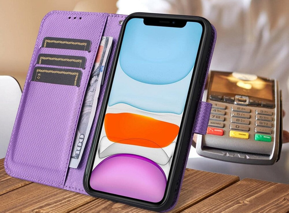 Pattintható tok a Oppo Reno 12 Pro, Wallet Smart Magnet, lila