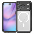 Redpepper tok iPhone 17 Pro készülékhez, IP68 vízálló, MagSafe, átlátszó, fekete oldallapokkal