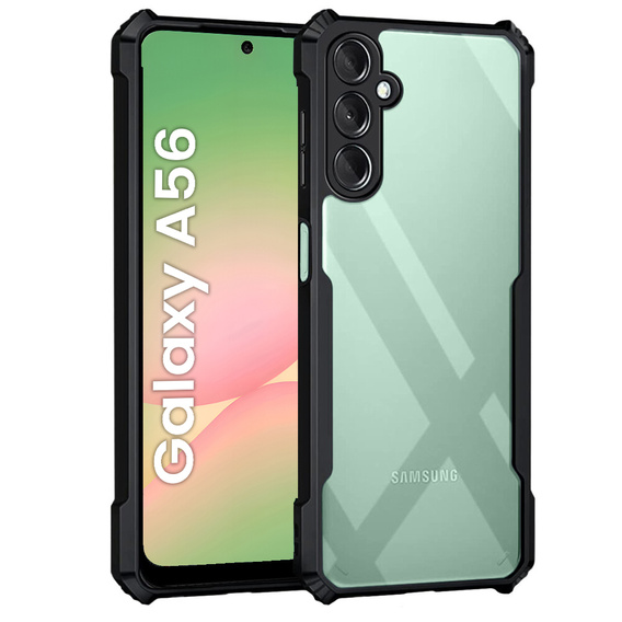 Tok Samsung Galaxy A56, AntiDrop Hybrid, fekete + 9H edzett üveg