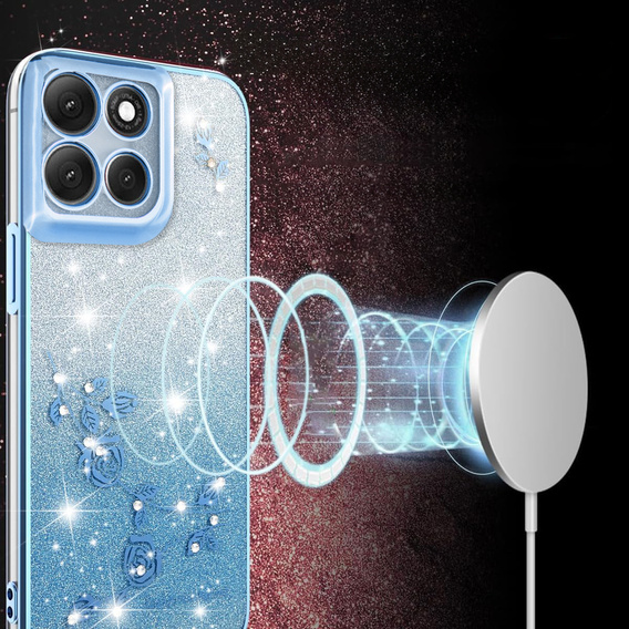 Tok Motorola Moto G56 5G, Glitter Flower, kék