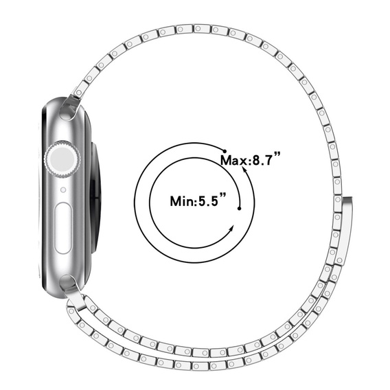 Acél karperec Apple Watch 1/2/3/4/4/5/6/7/8/SE/ULTRA 42/44/45/45/49 MM - ezüst