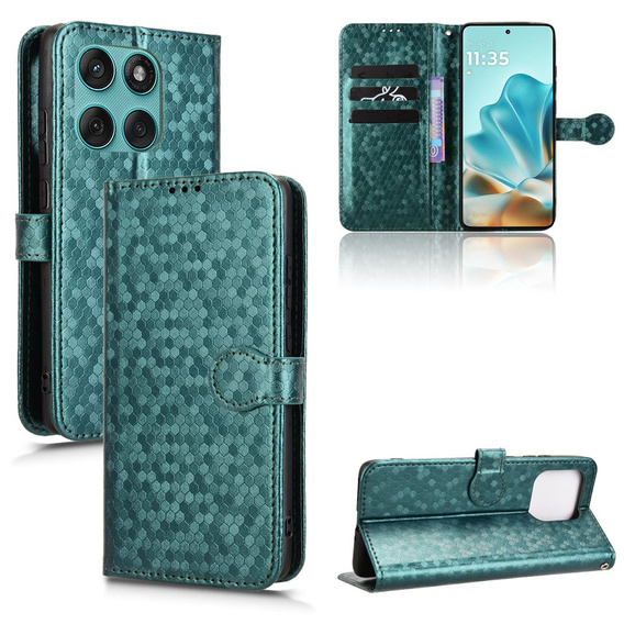 Flap tok Motorola Edge 60 / 60 Fusion, Wallet Rhombus, zöld