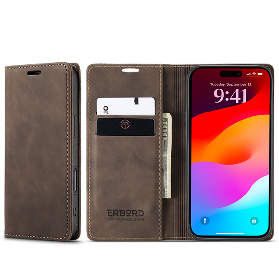 ERBORD Vintage pénztárca tok patenttal iPhone 17 Pro Max készülékhez
