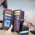 Tok CASEME Samsung Galaxy A56 5G, RFID Leather Wallet, vállpánttal, lila