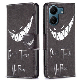 Pattintható tok a Xiaomi Redmi 13C / Poco C65, Wallet, Don't Touch My Phone, kék
