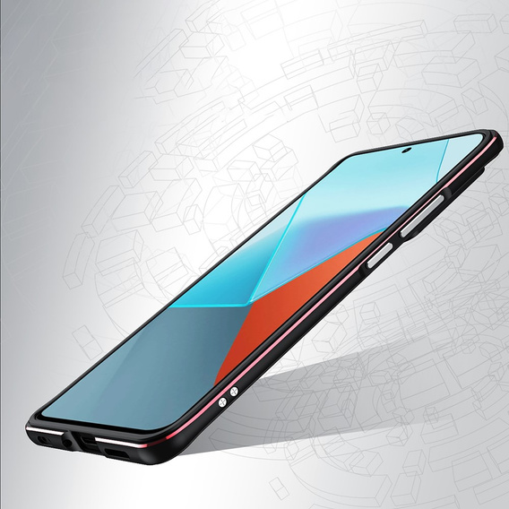 Tok Xiaomi Redmi Note 13 Pro+, Armor Bumper, lencsevédővel, fekete / piros