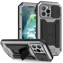 Tojás iPhone 13 Pro, R-JUST CamShield Slide, páncélozott, ezüst / fekete