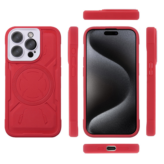 Tok iPhone 15 Pro, ERBORD Armor Mag, piros