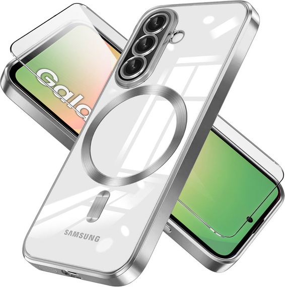 Tok Samsung Galaxy A56 5G-hoz, Electro MagSafe, ezüst + üveg a képernyőhöz