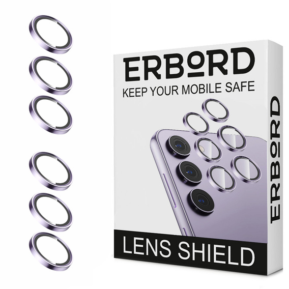 2x ERBORD edzett üveg a kamera számára, hogy Samsung Galaxy S24+ Plus, lila