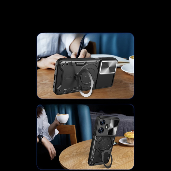 Páncélozott tok Realme C55, CamShield Slide, fekete