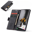 CASEME tok Samsung Galaxy S22 Ultra, Leather Wallet Case, fekete