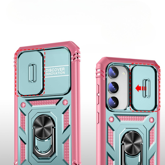 Telefontok a Samsung Galaxy S23, CamShield Slide, zöld / rózsaszín