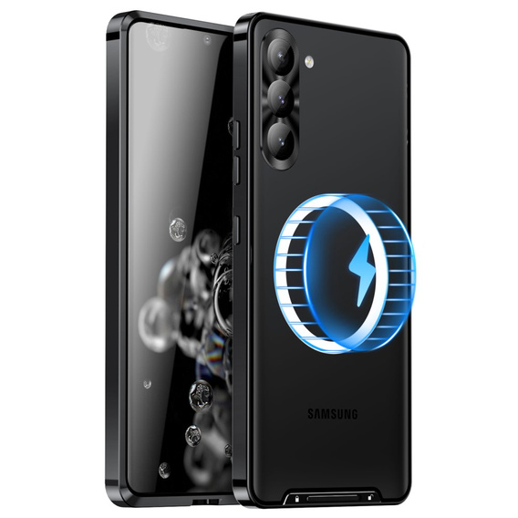 Kameravédő tok Samsung Galaxy S24+ Plus, CamShield MagSafe, átlátszó / fekete