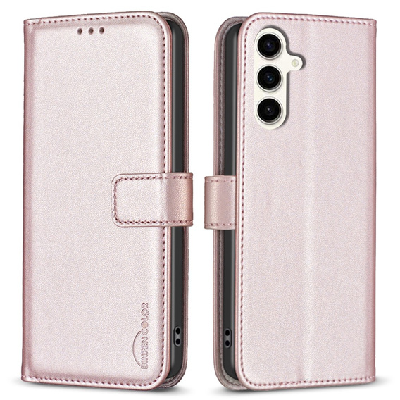 Pattintható tok a Samsung Galaxy S23 FE, BINFEN Wallet, rózsaszín rose gold + 9H üveg 