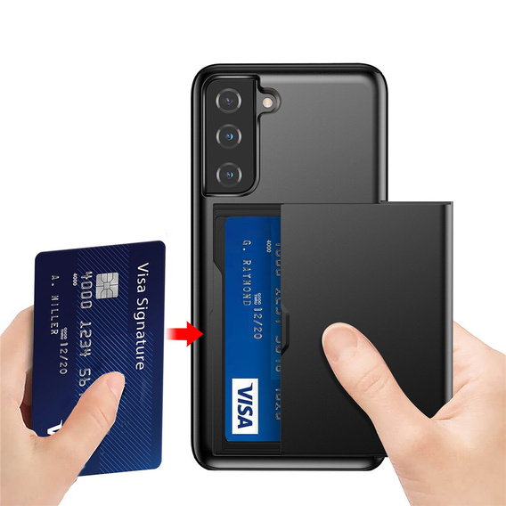 Telefontok a Samsung Galaxy S22, Sliding Card Holder, fekete