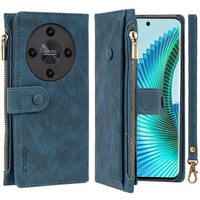 Pattintható tok a Honor Magic 6 Lite 5G, Wallet Zipper Pocket, kék