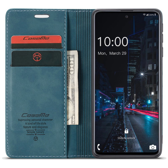 CASEME tok Samsung Galaxy A33 5G, Leather Wallet Case, zöld