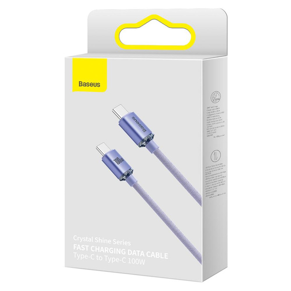 Baseus Crystal Shine USB-C – USB-C 100 W-os kábel USB-C porttal rendelkező eszközökhöz