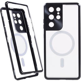 Magnetic Dual Glass MagSafe tok Samsung Galaxy S21 Ultra, fekete