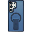 Tok Samsung Galaxy S25 Ultra, Kickstand Matt Case, MagSafe-hoz, kék + képernyőüveg