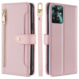 Pattintható tok a Oppo Reno 11F 5G, Wallet Zipper Pocket, rózsaszín