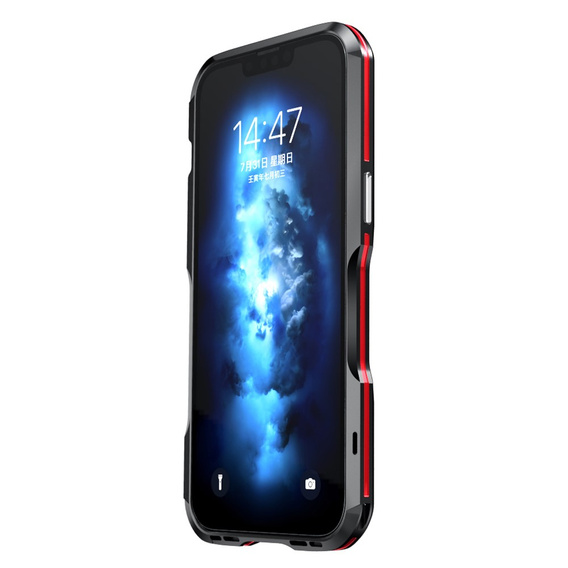 Teletok LUPHIE iPhone 14-hoz, Armor Bumper, fekete / piros