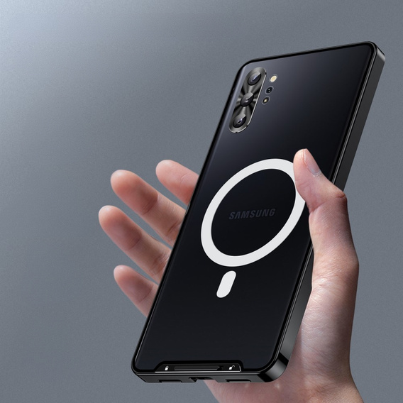 Kameravédő tok Samsung Galaxy Note 10+ Plus, CamShield MagSafe, átlátszó / fekete