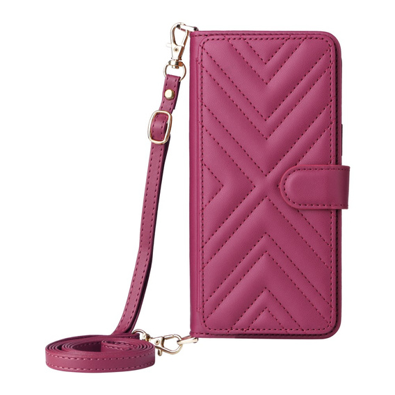 Tok patenttal a Xiaomi Poco F7 Pro / F7 Ultra-hez, Crossbody Leather Wallet, bordó