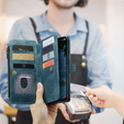 CASEME tok Samsung Galaxy A56 5G, Leather Wallet Cash and Card Slots, pánttal, kék