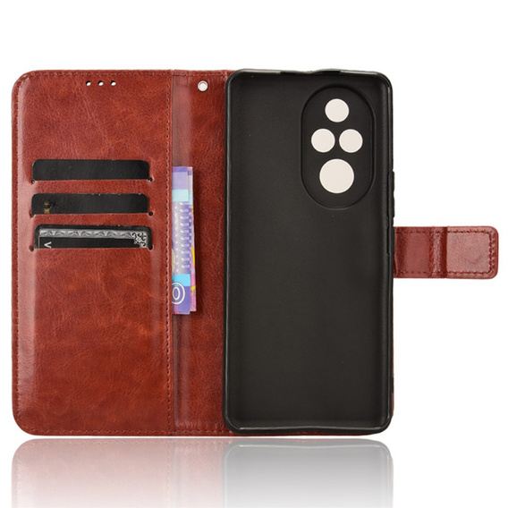 Pattintható tok a Honor 200 Pro 5G, Crazy Horse Wallet, barna
