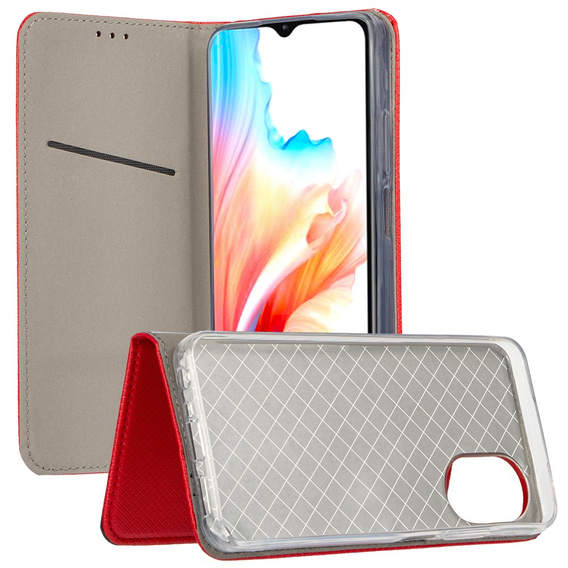 Tok Motorola Moto E13 készülékhez, Smart Magnet, piros + 9H üveg