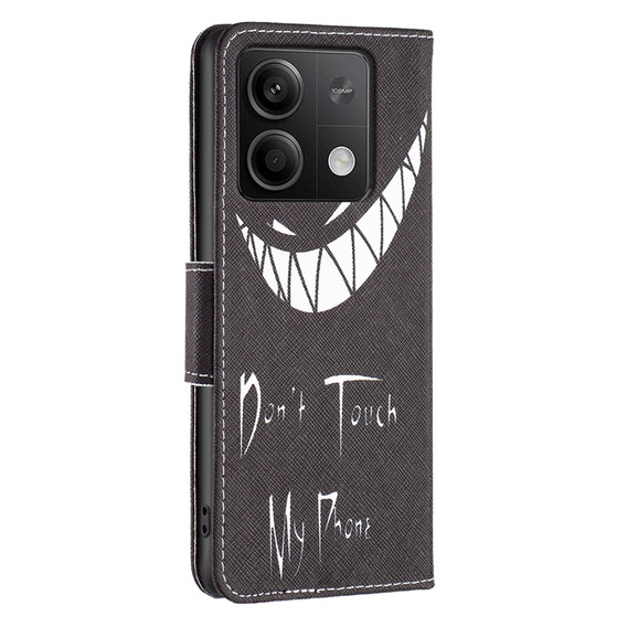 Pattintható tok a Xiaomi Redmi Note 13 5G, Wallet, Don't Touch My Phone fekete