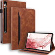 Tok Samsung Galaxy Tab S10 FE+ Plus, Classic, tolltartóval, barna