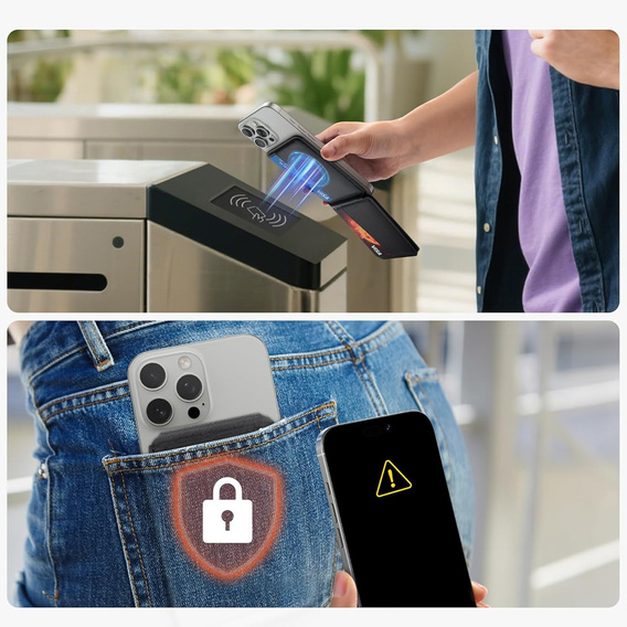Mágneses pénztárca helymeghatározással, NFC-vel és bölcsővel iPhone 16 Pro készülékhez