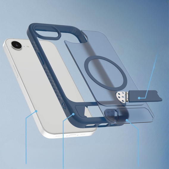 Tok iPhone 16E, Kickstand Matt Case, MagSafe, kék