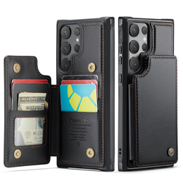 CASEME flip tok Samsung Galaxy S25 Ultra, Litchi Wallet, fekete