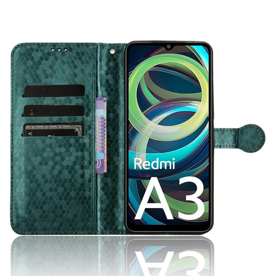 Flap tok Xiaomi Redmi A3, Wallet Rhombus, zöld