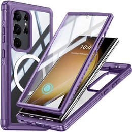 Tok Samsung Galaxy S24 Ultra készülékhez, Shockproof, fóliával, MagSafe-hoz, lila