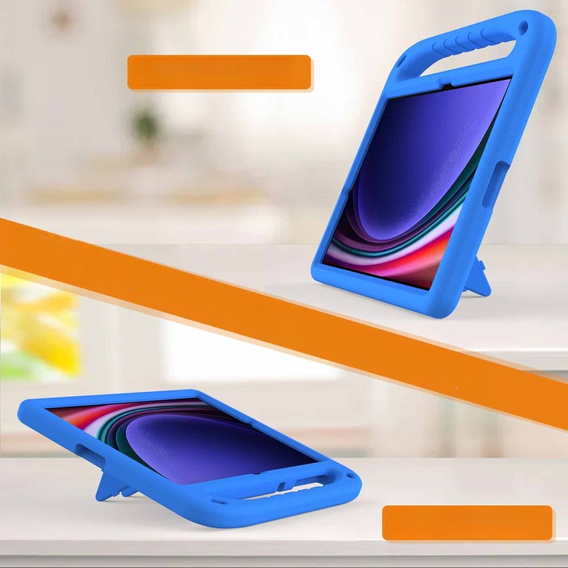 Gyermek tok Samsung Galaxy Tab S9 FE+, Gyermek tok fogantyúval, kék