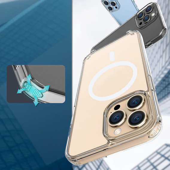 Tok zsinórral iPhone 16 Pro-hoz, ERBORD MagSafe, átlátszó + képernyőüveg