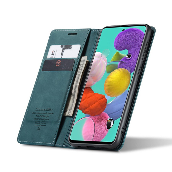 CASEME tok Samsung Galaxy A51, Leather Wallet Case, zöld