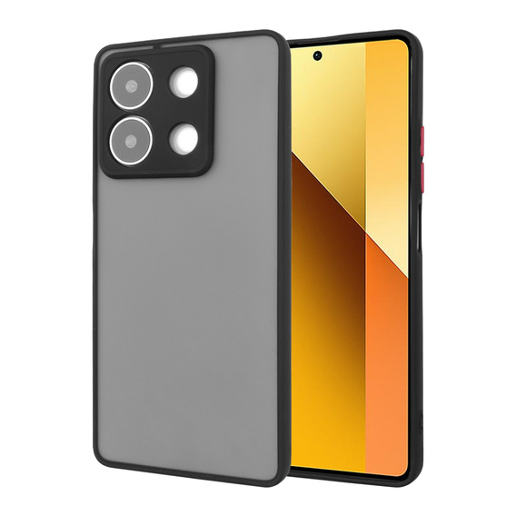 Szilikon tok Xiaomi Redmi Note 13 5G, kamera védelemmel, átlátszó / fekete + edzett üveg 9H