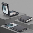 Tojás Samsung Galaxy Z Flip7 FE / Z Flip6, CASEME Litchi Leather, fekete