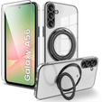 Mágneses tok Samsung Galaxy A56-hoz, MagSafe, fekete + üveg 9H