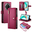 Pattintható tok a Honor Magic 7 Lite, Wallet Zipper Pocket, piros
