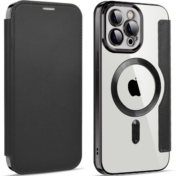 Pattintható tok a iPhone 12 Pro Max, RFID Wallet MagSafe CamShield, fekete