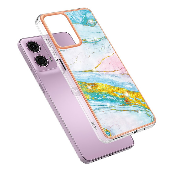 Védő tok Motorola Moto G24 / G24 Power / G04, Marble Slim Case, kék