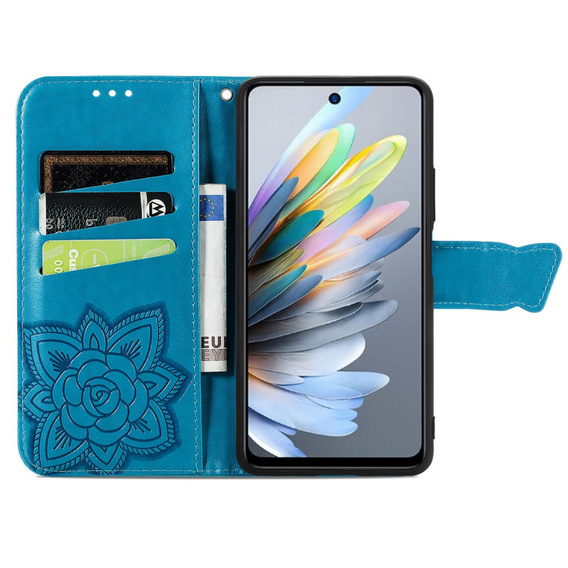 Pattintható tok a Motorola Moto G15 / Motorola Moto G15 Power, Butterfly, kék